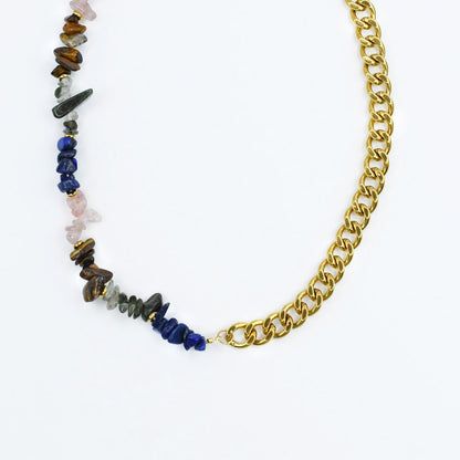Colorful charms gold necklace featuring gemstone details, layered jewelry design, trendy accessory for women’s jewelry collections, boutique wholesale fashion necklace that is hypoallergenic, tarnish free, and waterproof jewelry with a cute aesthetic statement style