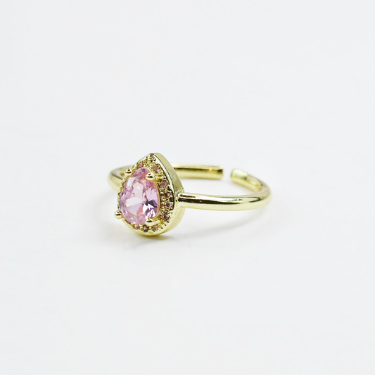 hypoallergenic ring, waterproof ring, tarnish free jewelry, boutique wholesale jewelry, dainty gold ring, gemstone statement ring, sparkly cubic zirconia ring, high quality jewelry gifts, elegant gold plated ring, trendy fashion ring, pastel gemstone ring