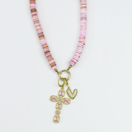 Colorful charms gold necklace featuring gemstone details, layered jewelry design, trendy accessory for women’s jewelry collections, boutique wholesale fashion necklace that is hypoallergenic, tarnish free, and waterproof jewelry with a cute aesthetic statement style