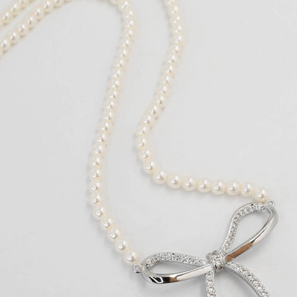 Bow Tie Silver Necklace k5