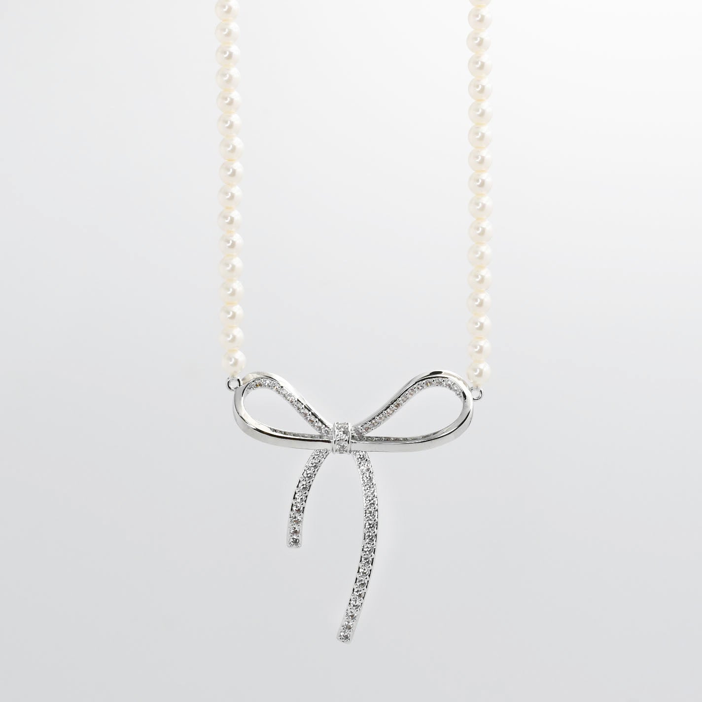 Bow Tie Silver Necklace k5