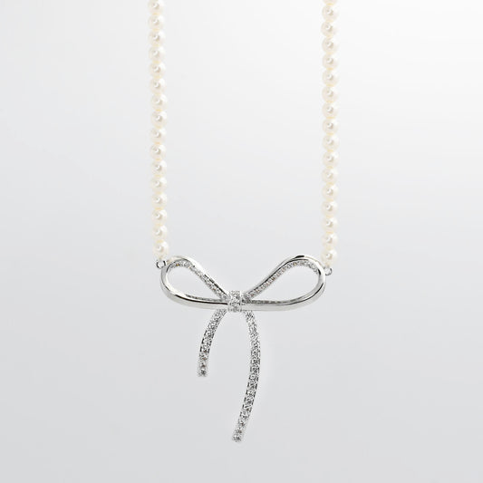 Bow Tie Silver Necklace k5