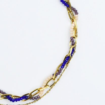 Colorful charms gold necklace featuring gemstone details, layered jewelry design, trendy accessory for women’s jewelry collections, boutique wholesale fashion necklace that is hypoallergenic, tarnish free, and waterproof jewelry with a cute aesthetic statement style
