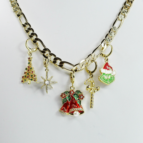 Christmas Charm Necklace Gold