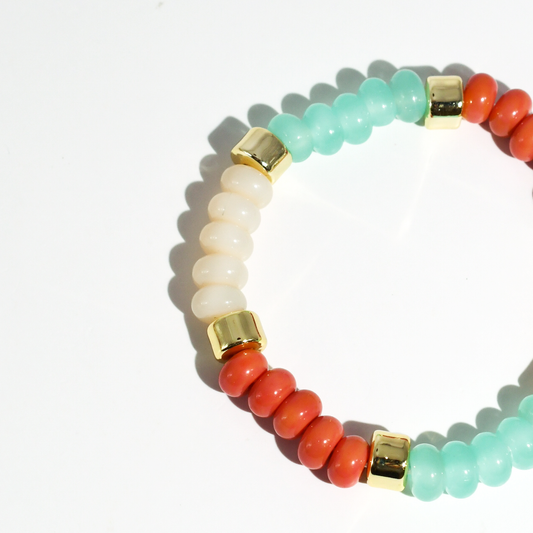 colorful gemstone jewelry, beaded fashion bracelet, gold or silver tone accessory, handcrafted beaded piece, trendy boho chic jewelry, vibrant statement wristwear, artisan handmade design, everyday stackable accessory, fashion jewelry for women, premium jewelry gift idea, boutique style wristwear, elevated modern jewelry