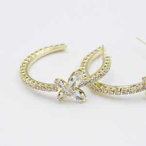 Crystal Butterfly Hoop Gold F27