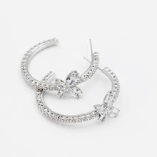 Load image into Gallery viewer, Crystal Butterfly Hoop Silver F28
