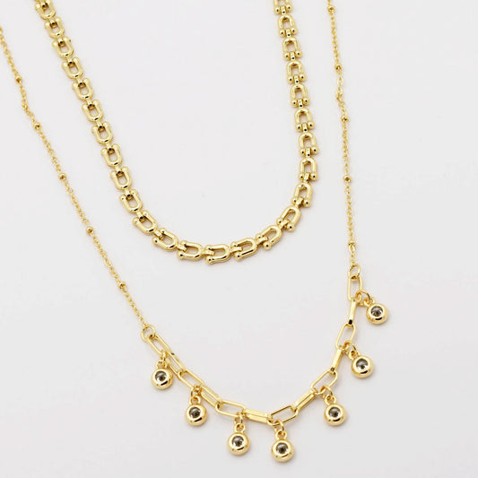 Crystal Dot Link Necklace M6