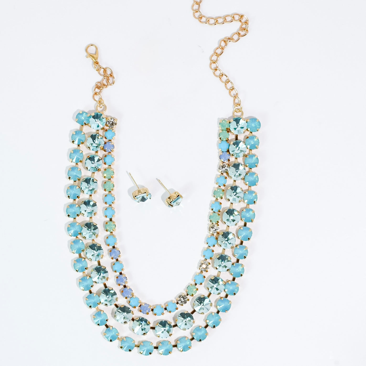 Light blue Teal tree strand Crystal Jewelry Set