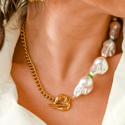 Rainbow Pearl Chain Necklace