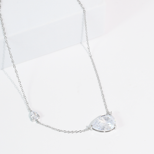 Double Drop Silver Necklace