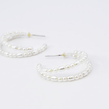 Double Halo Pearls Hoop