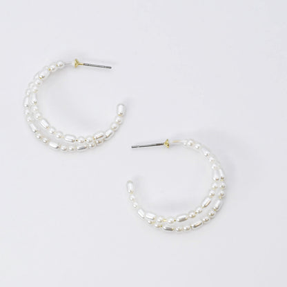Double Halo Pearls Hoop