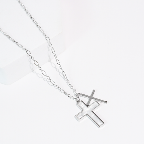 Double Tiny Cross Silver