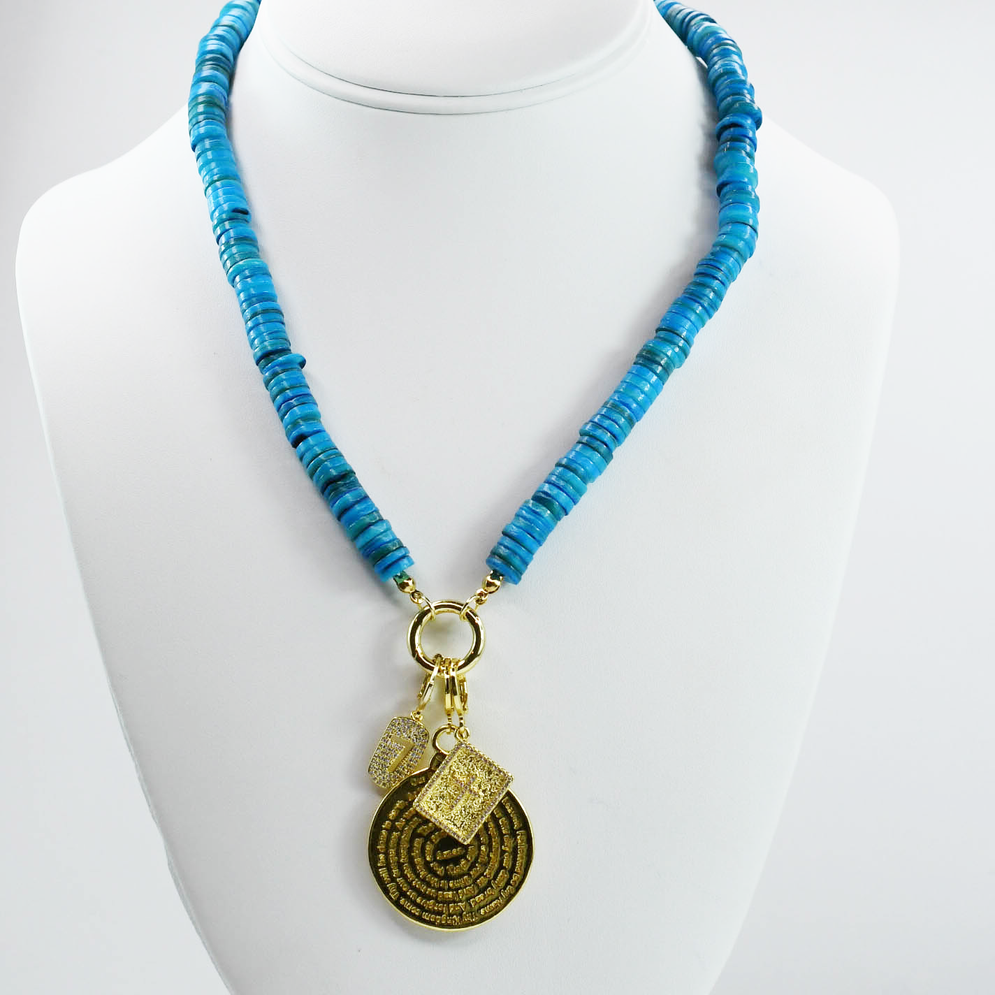 Colorful charms gold necklace featuring gemstone details, layered jewelry design, trendy accessory for women’s jewelry collections, boutique wholesale fashion necklace that is hypoallergenic, tarnish free, and waterproof jewelry with a cute aesthetic statement style