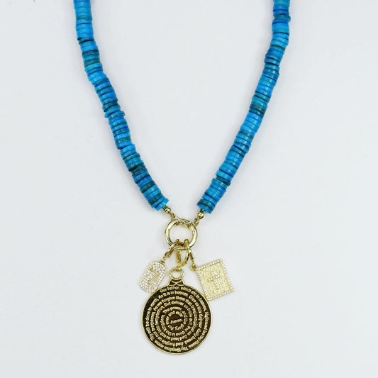 Colorful charms gold necklace featuring gemstone details, layered jewelry design, trendy accessory for women’s jewelry collections, boutique wholesale fashion necklace that is hypoallergenic, tarnish free, and waterproof jewelry with a cute aesthetic statement style