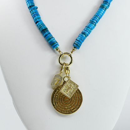 Colorful charms gold necklace featuring gemstone details, layered jewelry design, trendy accessory for women’s jewelry collections, boutique wholesale fashion necklace that is hypoallergenic, tarnish free, and waterproof jewelry with a cute aesthetic statement style