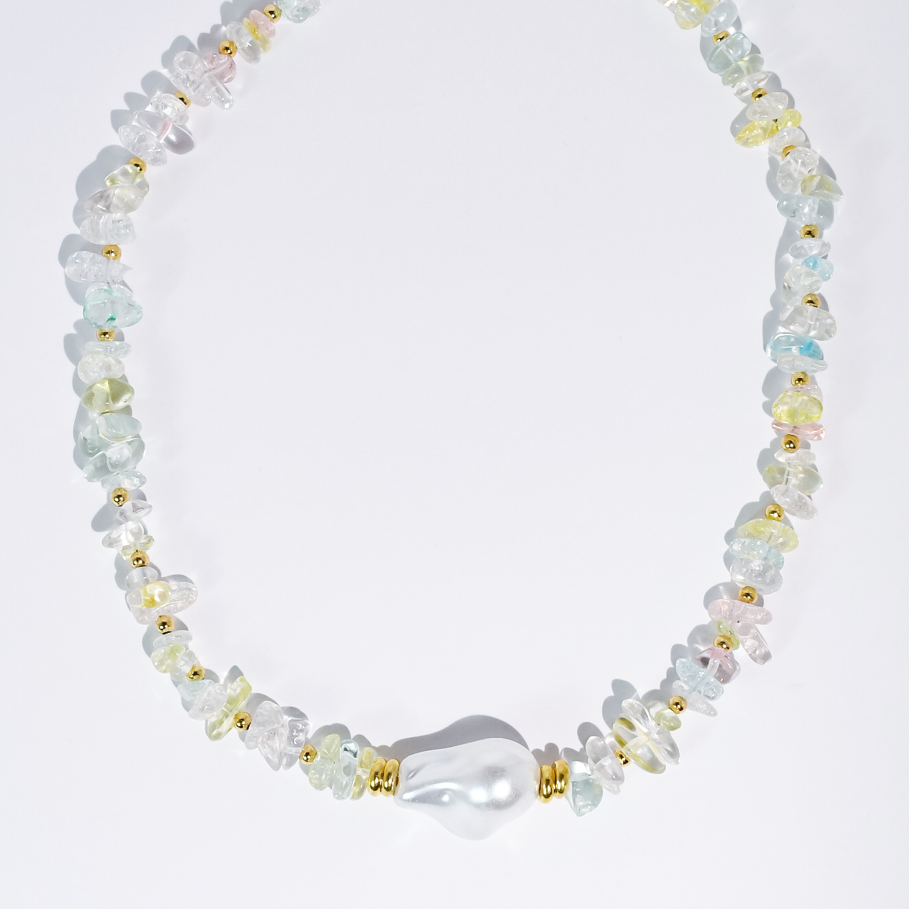 Colorful charms gold necklace featuring gemstone details, layered jewelry design, trendy accessory for women’s jewelry collections, boutique wholesale fashion necklace that is hypoallergenic, tarnish free, and waterproof jewelry with a cute aesthetic statement style