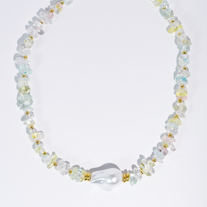 Colorful charms gold necklace featuring gemstone details, layered jewelry design, trendy accessory for women’s jewelry collections, boutique wholesale fashion necklace that is hypoallergenic, tarnish free, and waterproof jewelry with a cute aesthetic statement style