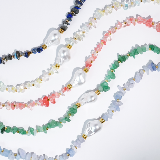 Colorful charms gold necklace featuring gemstone details, layered jewelry design, trendy accessory for women’s jewelry collections, boutique wholesale fashion necklace that is hypoallergenic, tarnish free, and waterproof jewelry with a cute aesthetic statement style