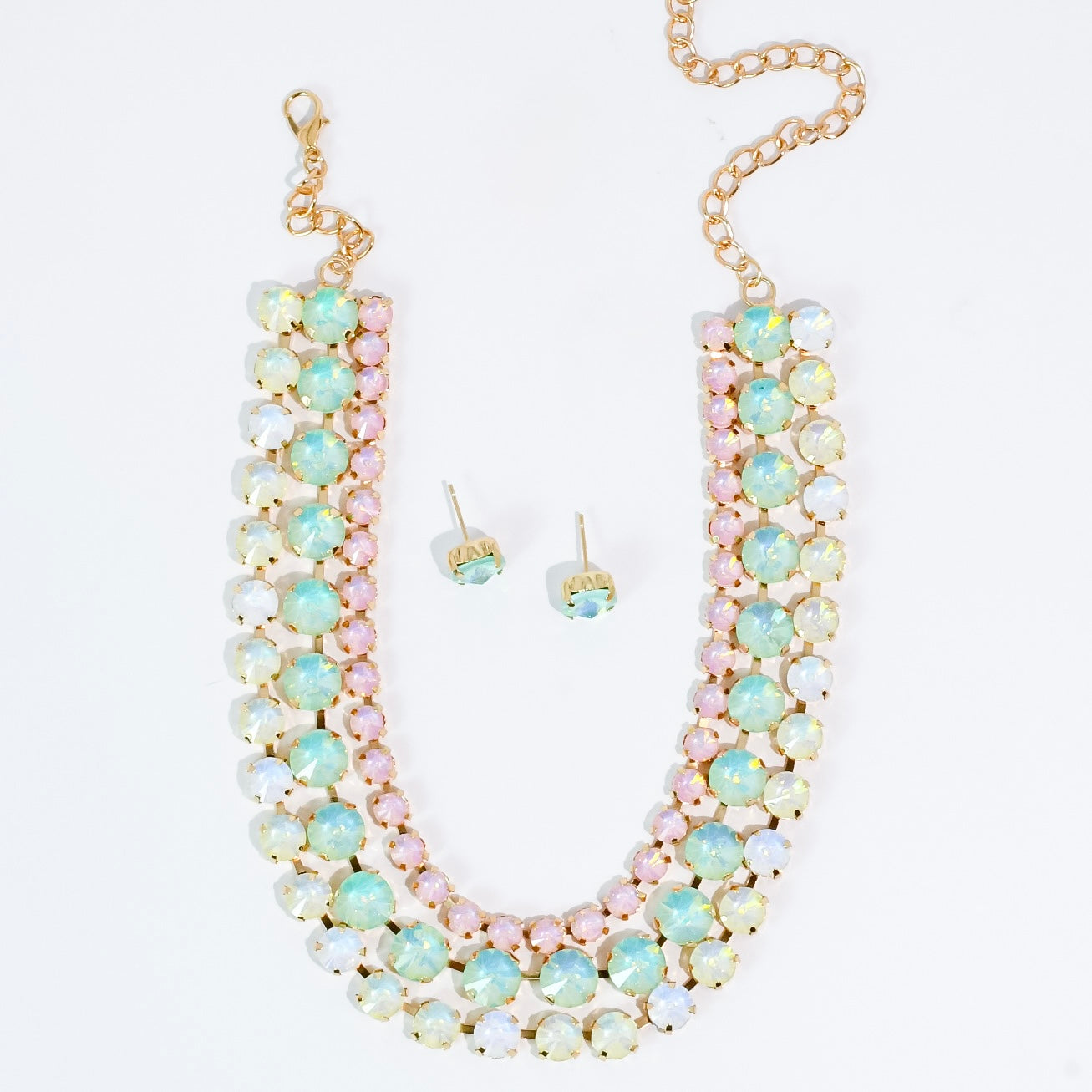 Multi pastel  tree strand Crystal Jewelry Set