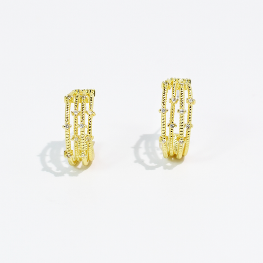Golden Crystal Twist Hoops