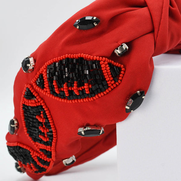 Black/Red Football Headband U53
