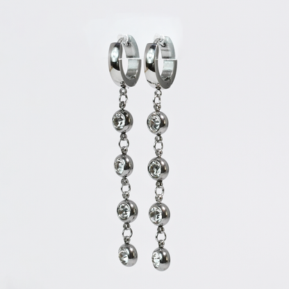 Heavens Drop Huggie Silver