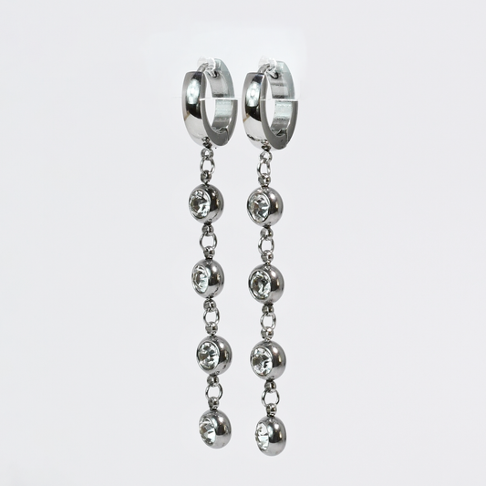 Heavens Drop Huggie Silver