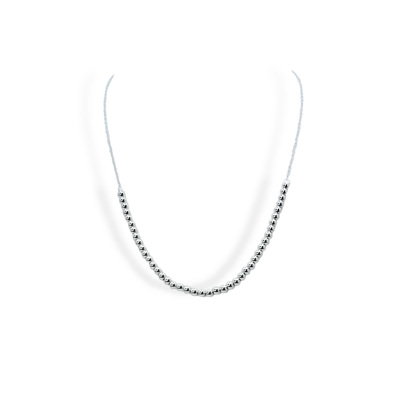 Dainty Silver Beads Necklace