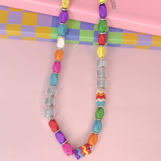 Color Party Silver Necklace