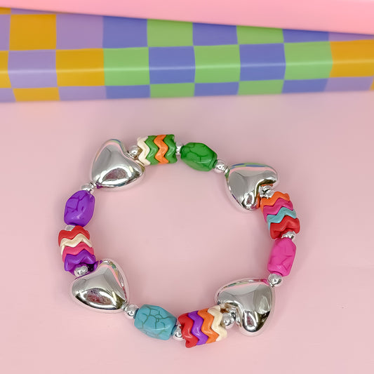 Heart Pop Silver Bracelet