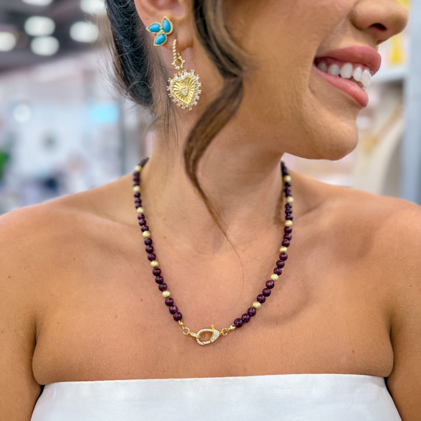 Just the Girl Gemstone Beaded Necklace with Lobster Claw