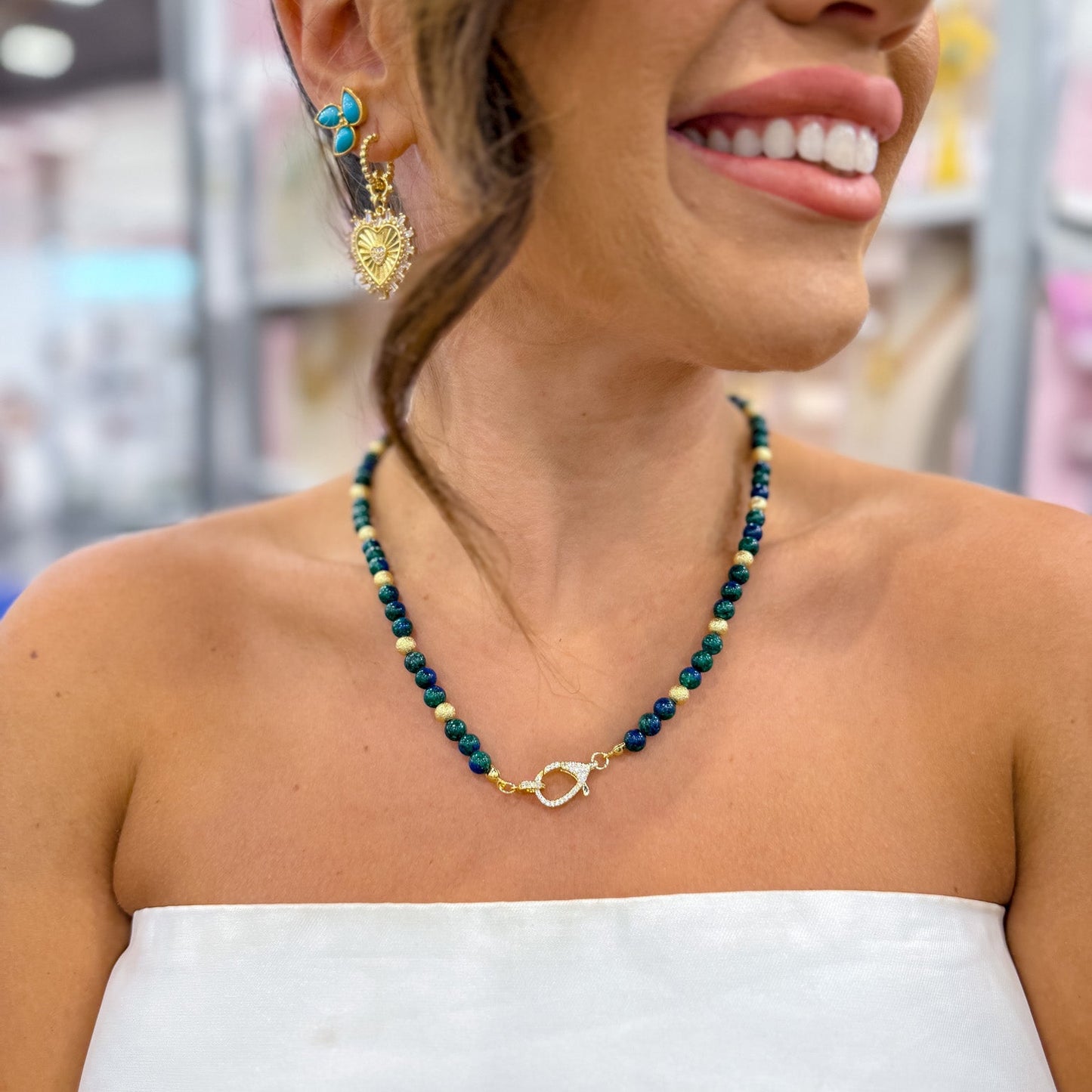 Just the Girl Gemstone Beaded Necklace with Lobster Claw