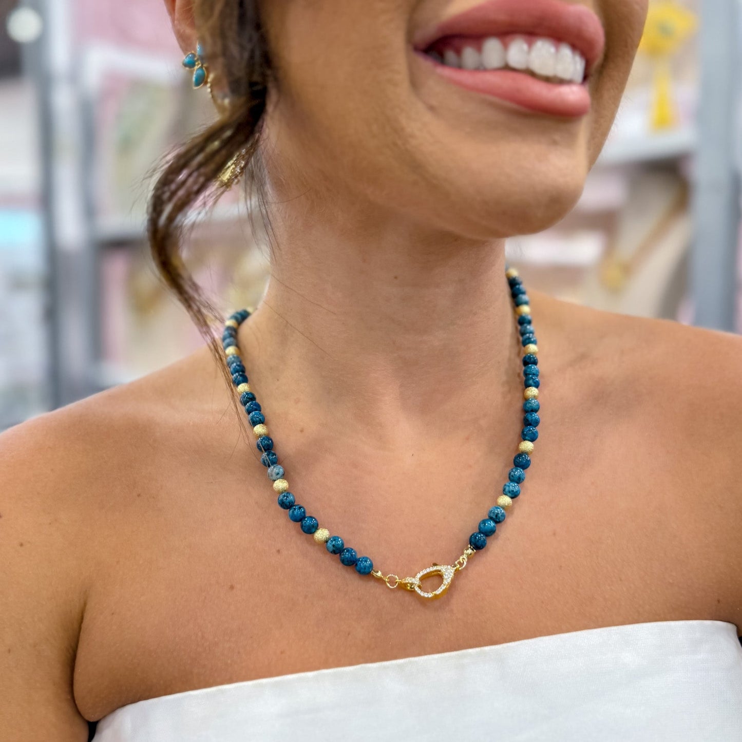 Just the Girl Gemstone Beaded Necklace with Lobster Claw