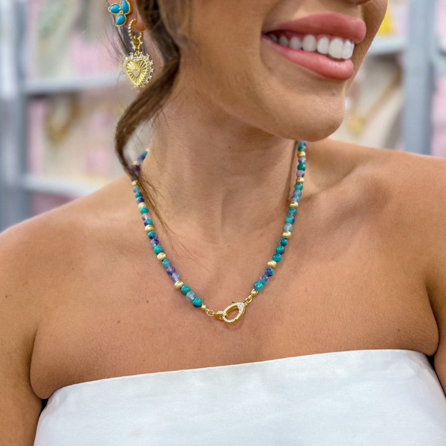 Just the Girl Gemstone Beaded Necklace with Lobster Claw