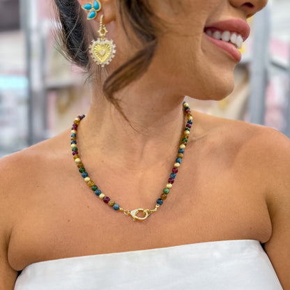 Just the Girl Gemstone Beaded Necklace with Lobster Claw