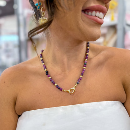 Just the Girl Gemstone Beaded Necklace with Lobster Claw