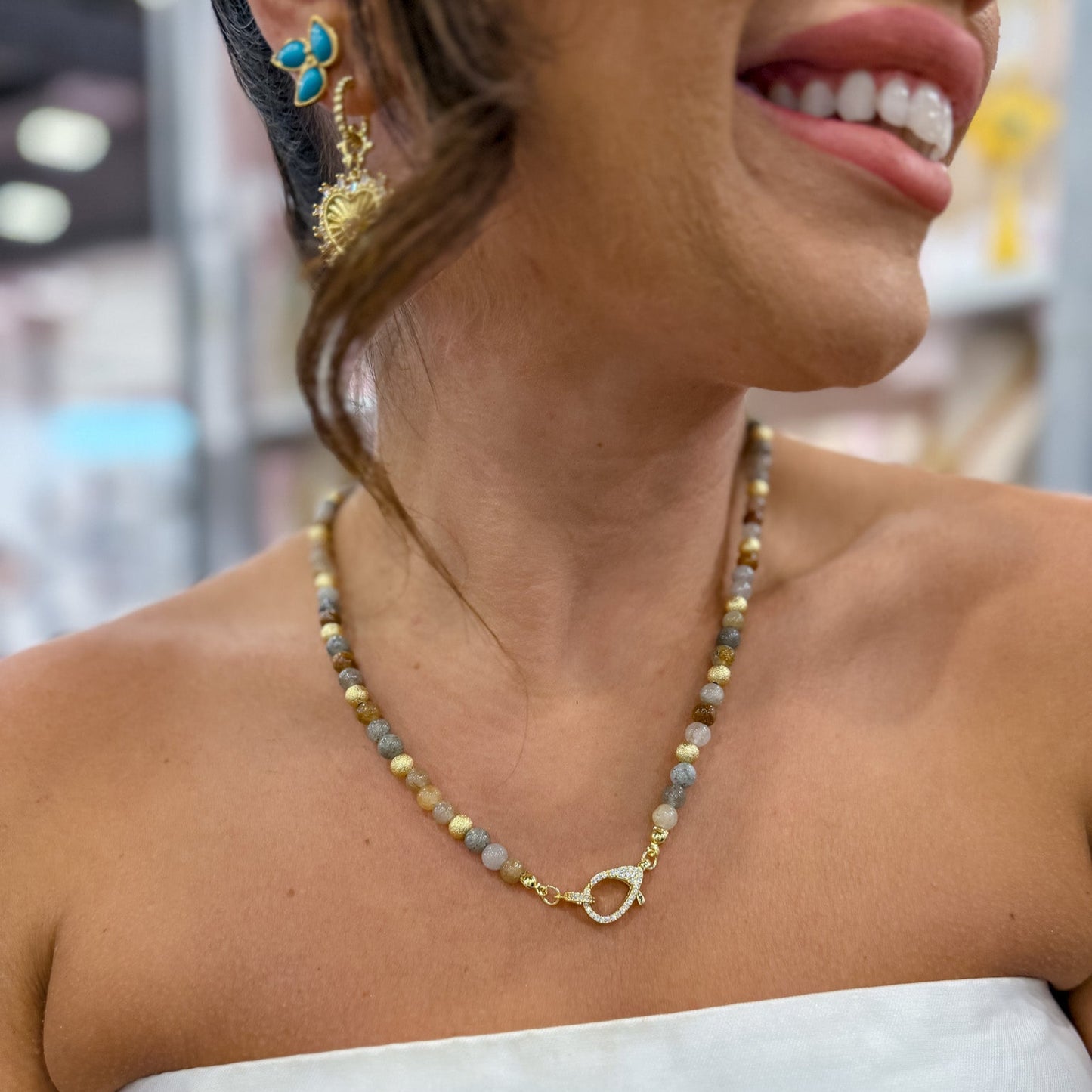 Just the Girl Gemstone Beaded Necklace with Lobster Claw