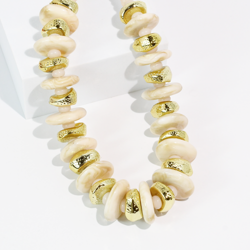 Ivory & Gold Disc Necklace