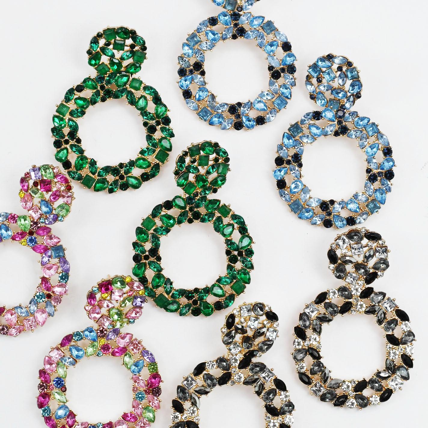 Colorful crystal statement earrings with multicolor beads and sparkling stones, waterproof earrings, tarnish free jewelry, hypoallergenic earrings for sensitive skin, 24k gold dainty earrings, handcrafted gemstone earrings, gold hoop earrings, boutique wholesale earrings, trendy gold jewelry, high quality jewelry gifts