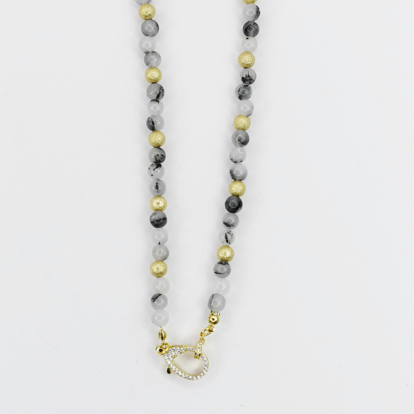 Colorful charms gold necklace featuring gemstone details, layered jewelry design, trendy accessory for women’s jewelry collections, boutique wholesale fashion necklace that is hypoallergenic, tarnish free, and waterproof jewelry with a cute aesthetic statement style,tiger eye tones