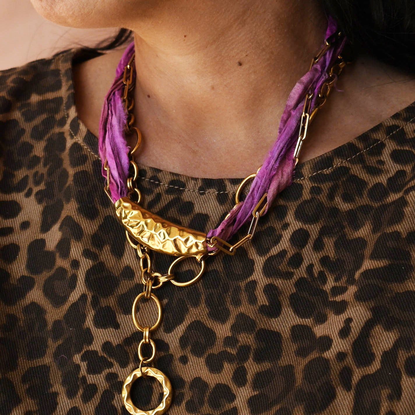 Colorful charms gold necklace featuring gemstone details, layered jewelry design, trendy accessory for women’s jewelry collections, boutique wholesale fashion necklace that is hypoallergenic, tarnish free, and waterproof jewelry with a cute aesthetic statement style