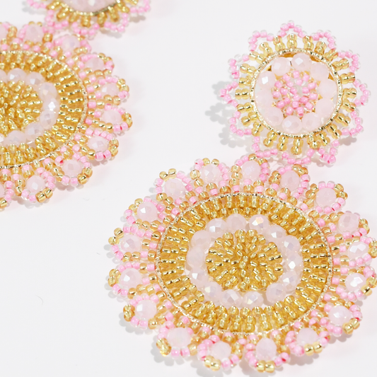 Light Pink Bloom Beaded Earring