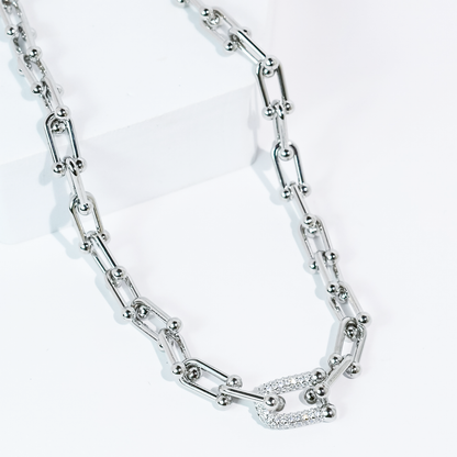 Lock It In Silver Necklace