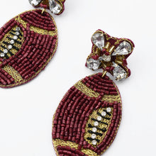 Load image into Gallery viewer, Maroon Football Beaded Earrings S30
