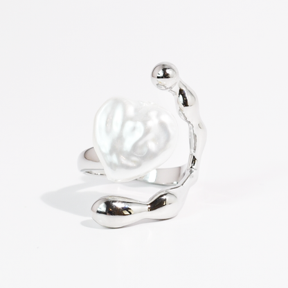 Melted Pearl Silver Ring