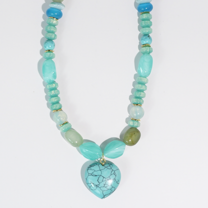 Mint Gem Heart Necklace