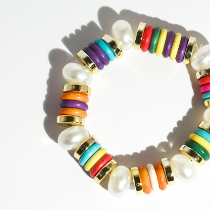 colorful gemstone jewelry, beaded fashion bracelet, gold or silver tone accessory, handcrafted beaded piece, trendy boho chic jewelry, vibrant statement wristwear, artisan handmade design, everyday stackable accessory, fashion jewelry for women, premium jewelry gift idea, boutique style wristwear, elevated modern jewelry