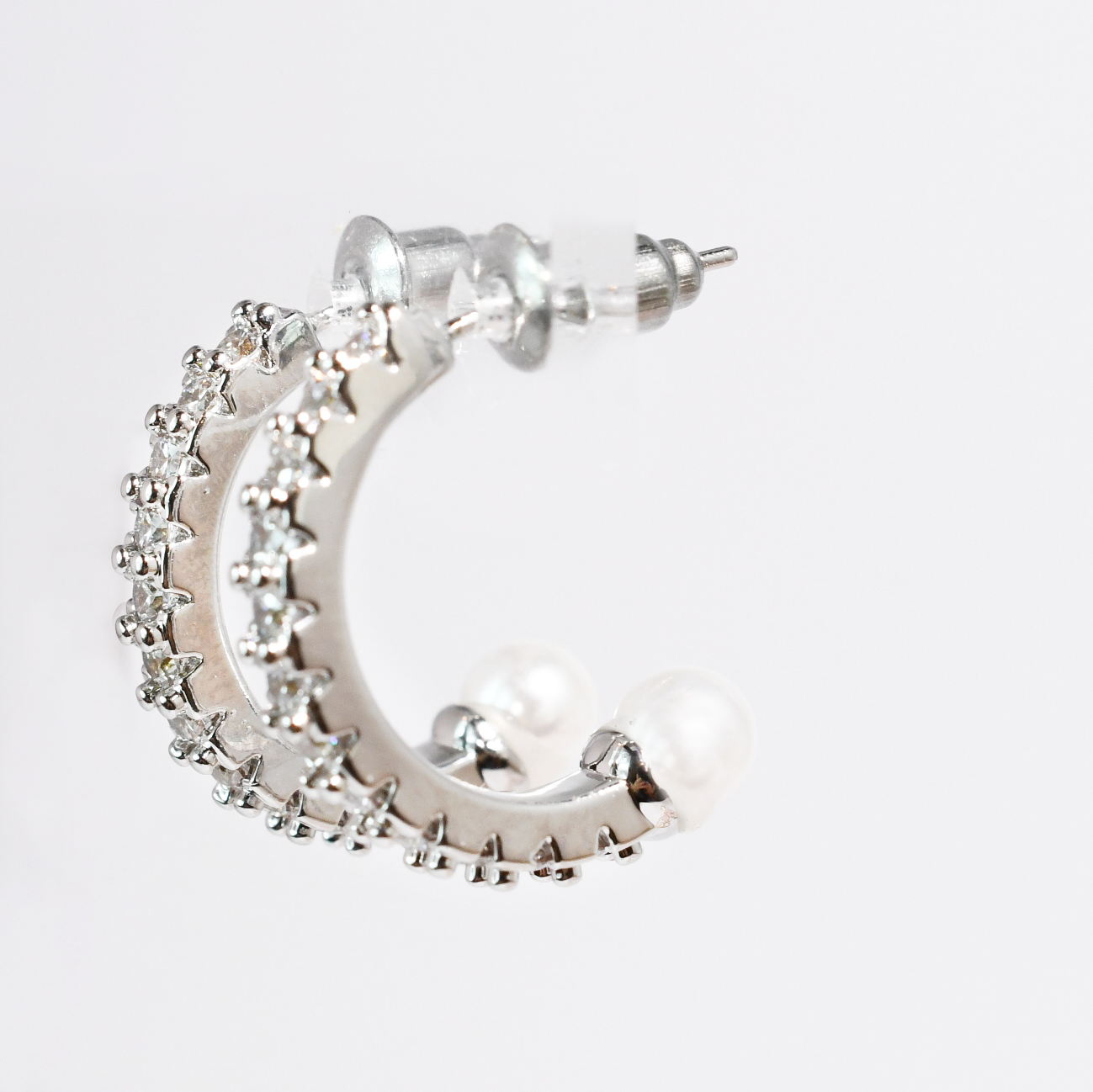 Pearl Crush Hoop Silver